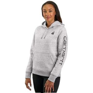 Carhartt Women's Gray Logo Hoodie Sweatshirt Relaxed Fit Size XS